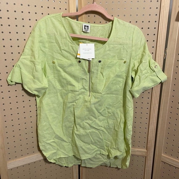 NWT Anne Klein naturally blended with Linen light green top size small - Picture 3 of 11